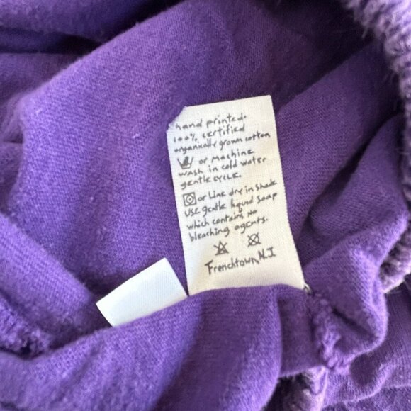 Vintage 90s Blue Fish Maxi Skirt Hand Printed Organic Cotton Size 1 Purple USA - Picture 4 of 9